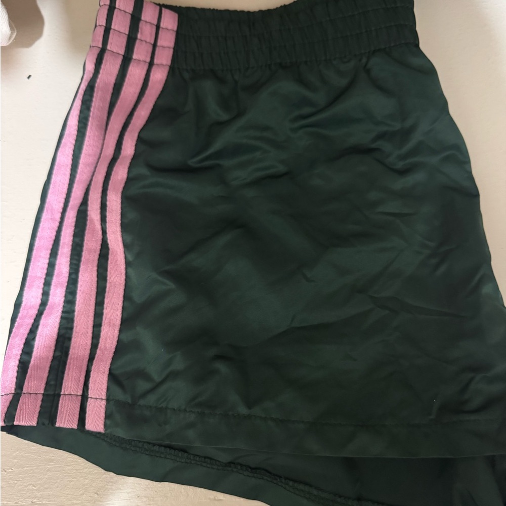 Edikted Dark Green Mini Skirt with Pink Stripes